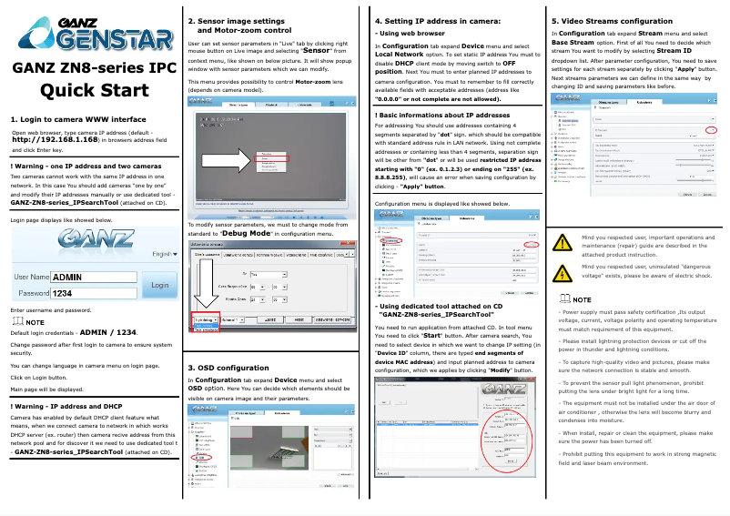 Page 1 de la notice Manuel utilisateur Ganz Genstar ZN8-N4NFN4