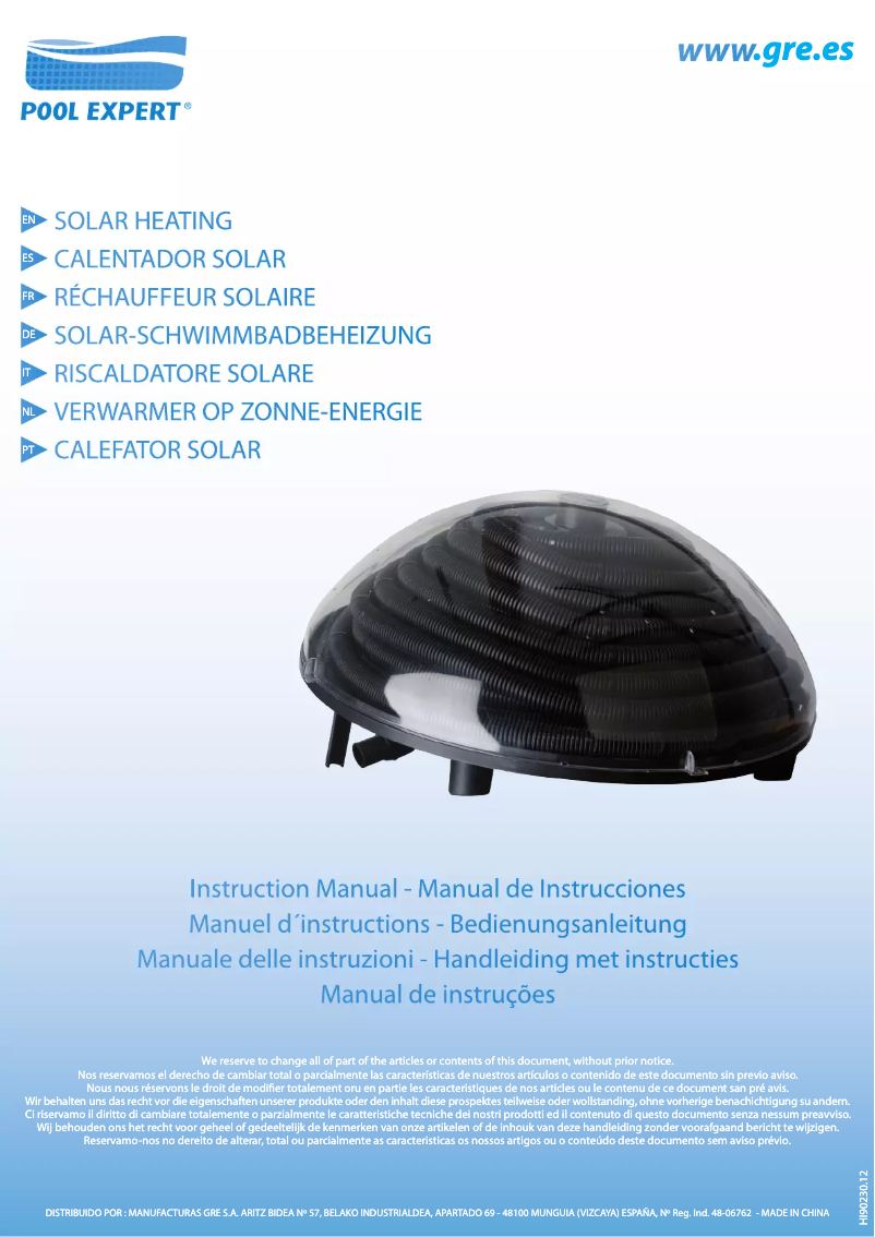 Page n°1 - Manuel utilisateur Gre 90230 (CN)