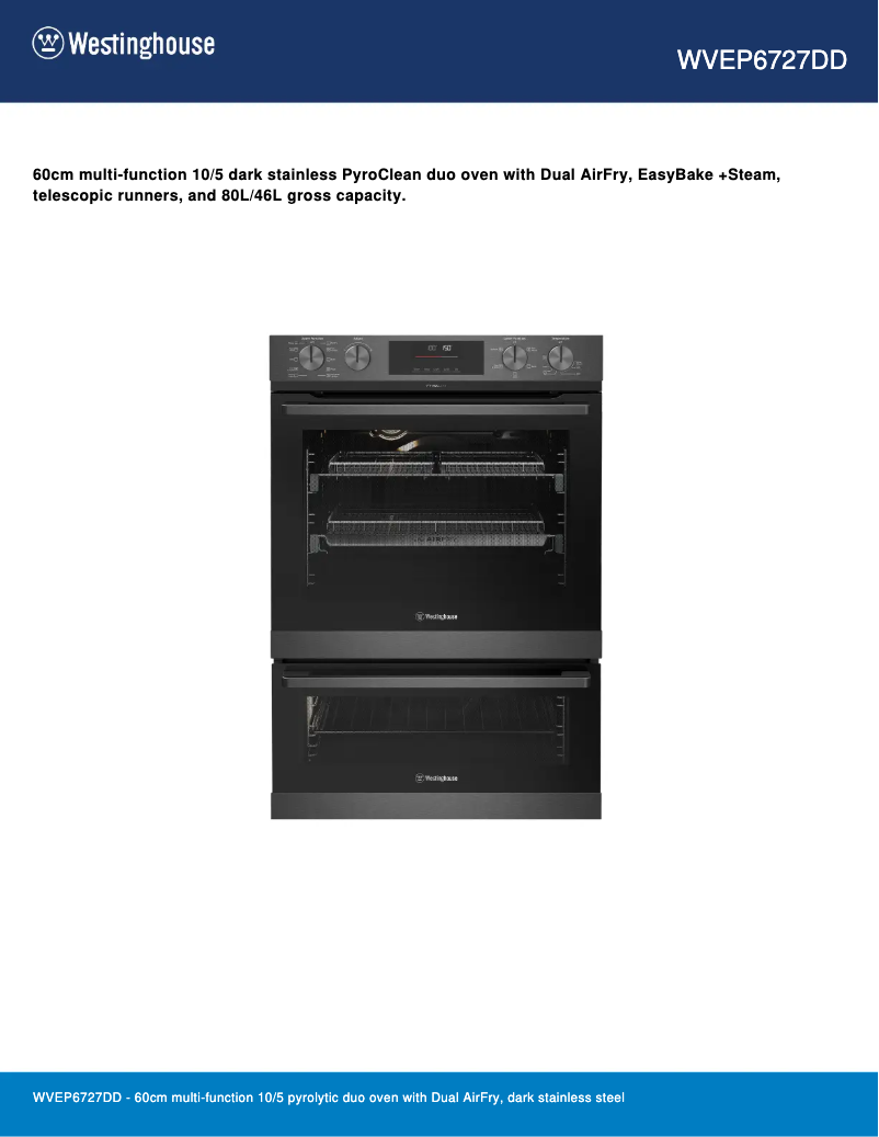 Image de la première page du manuel de l'appareil WVEP6727DD