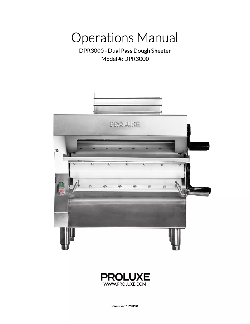 Page n°1 - Manuel utilisateur Proluxe DPR3000