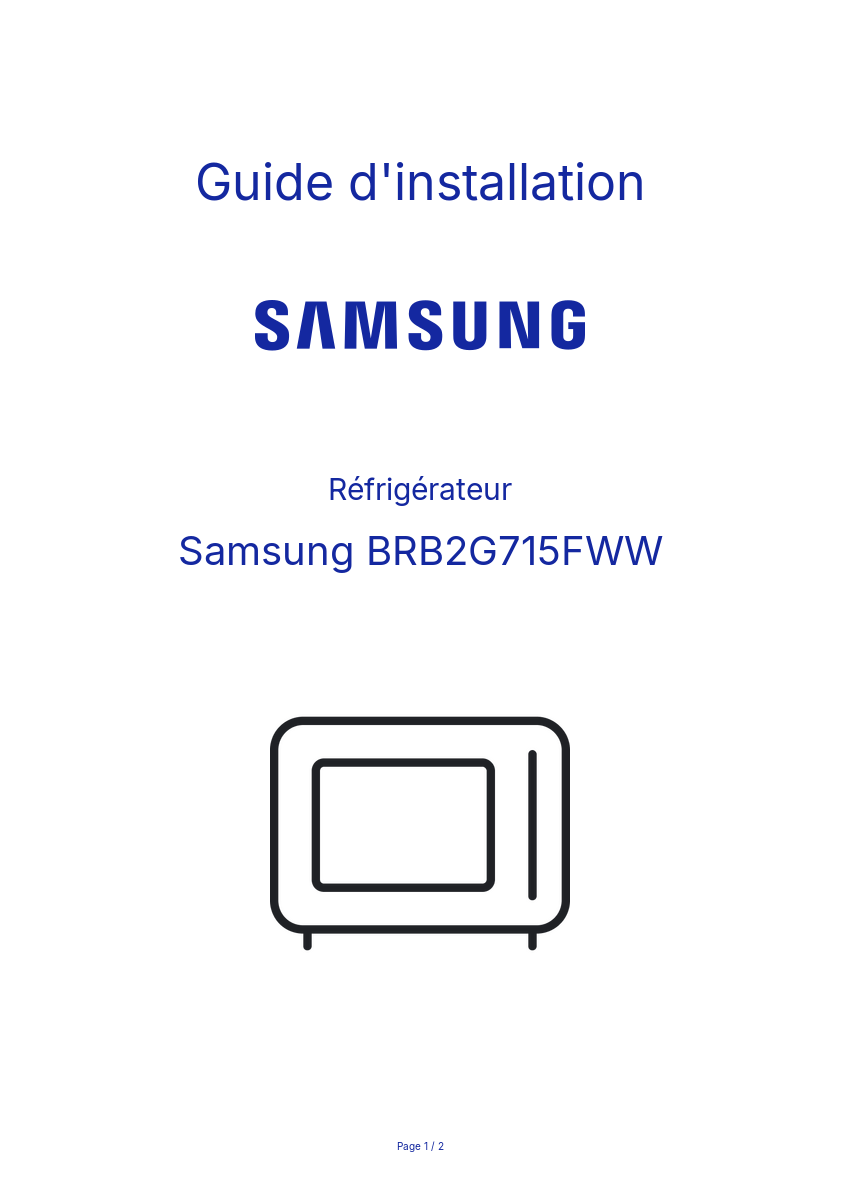 Image de la première page du manuel de l'appareil BRB2G715FWW