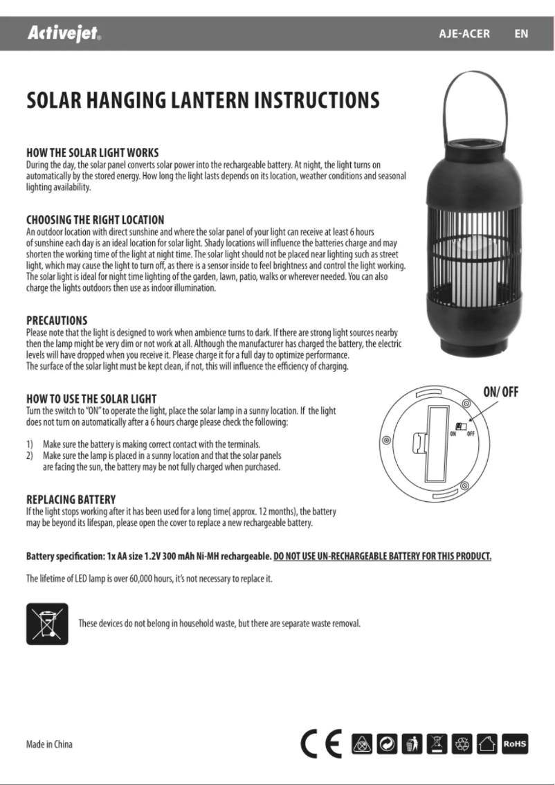 Page 1 de la notice Manuel utilisateur ActiveJet AJE-ACER
