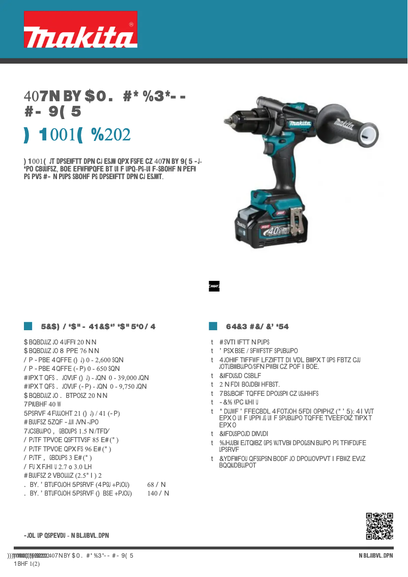 Page n°1 - Fiche technique Makita HP001GD202