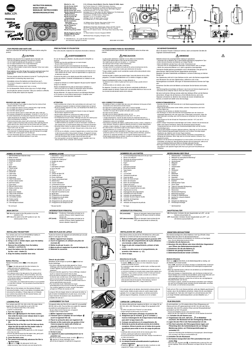 Page 1 de la notice Manuel utilisateur Konica Minolta Freedom Family Zoom II