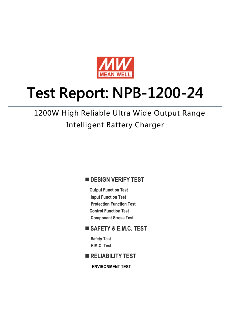 Page 1 de la notice Fiche technique Mean Well NPB-1200-24