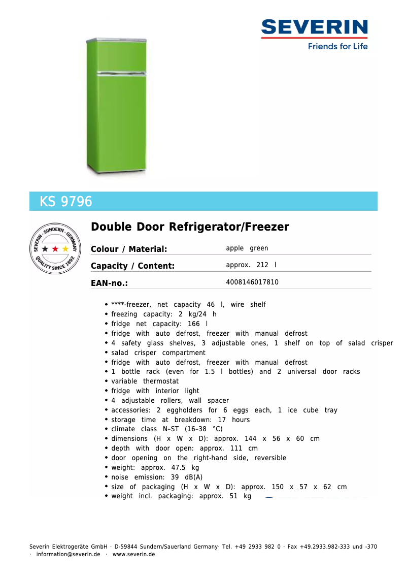 Image de la première page du manuel de l'appareil KS 9796