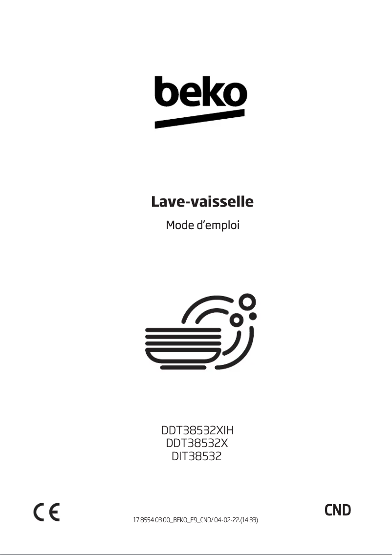 Page 1 de la notice Manuel utilisateur Beko DDT38532XIH