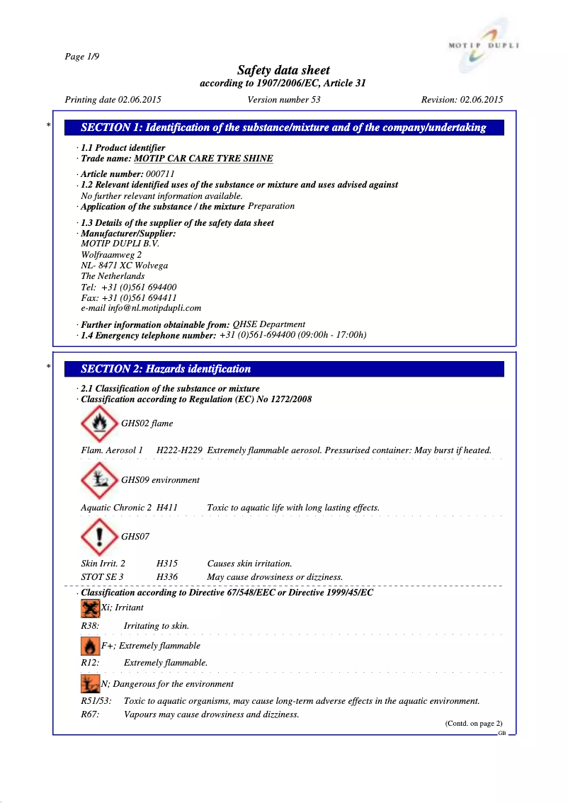 Page n°1 - Manuel utilisateur MoTip Tyre Shine