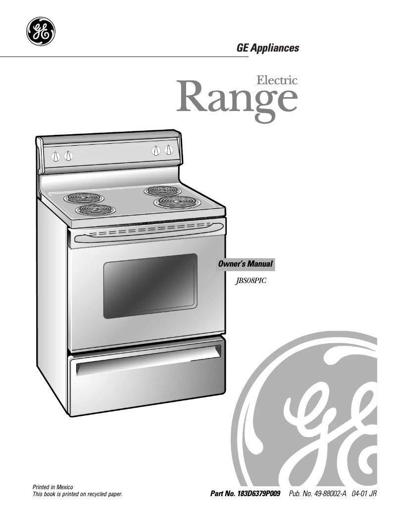 Image de la première page du manuel de l'appareil JBS08PICWW