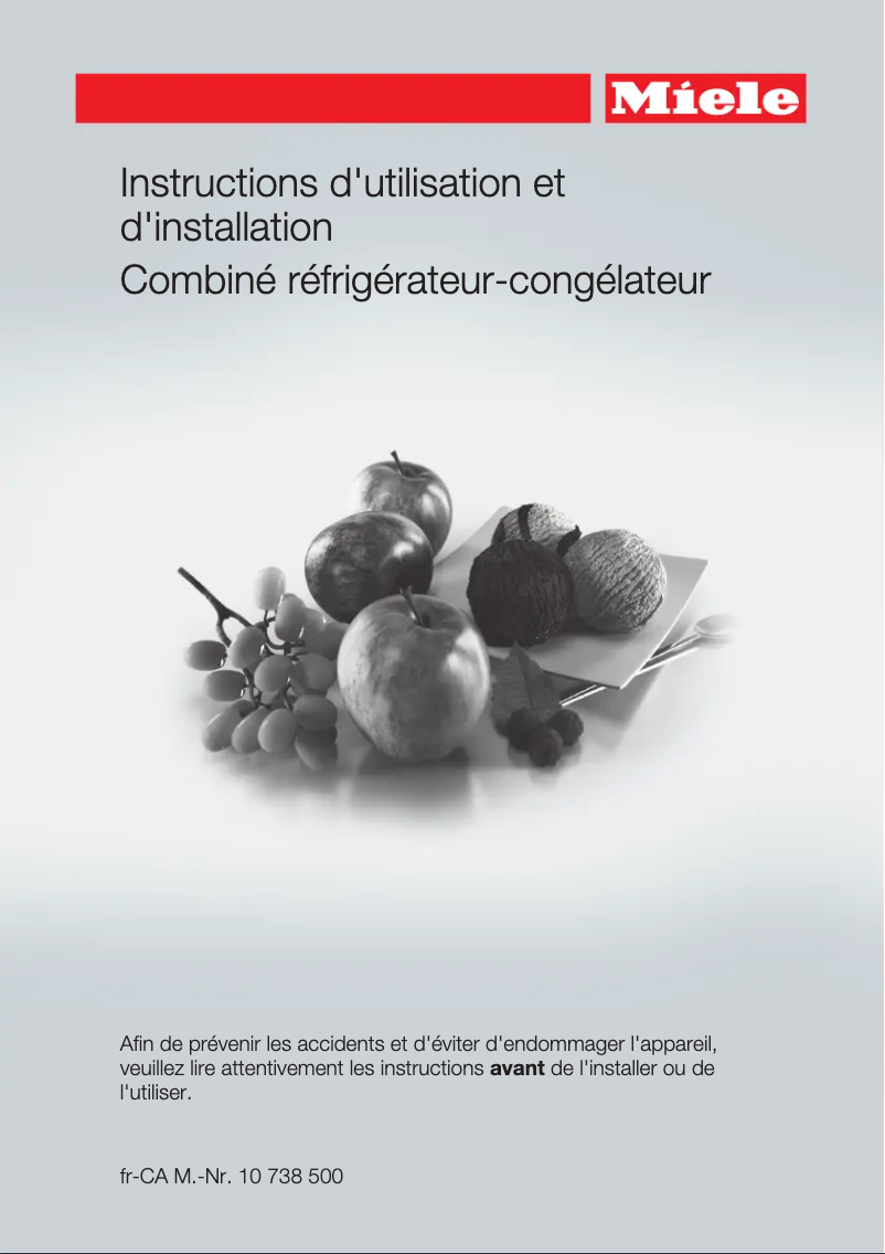 Page 1 de la notice Manuel utilisateur Miele KFN 15943 DE