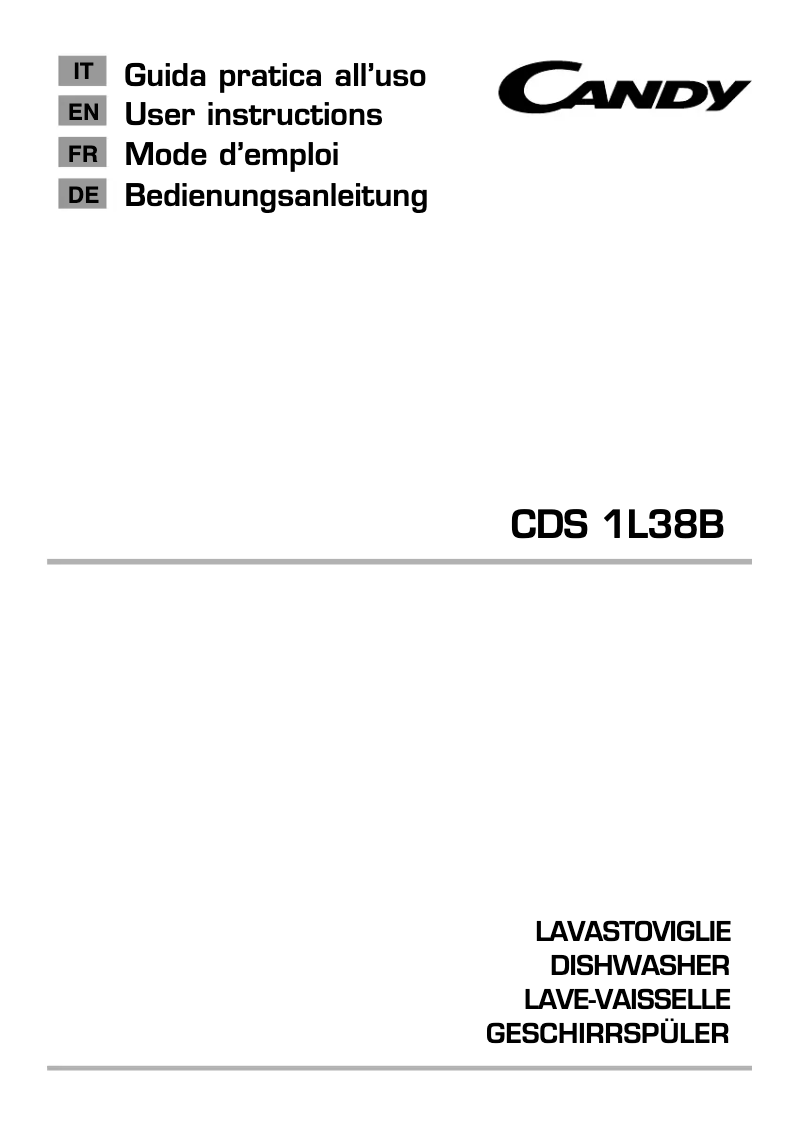 Page 1 de la notice Manuel utilisateur Candy CDS 1L38B