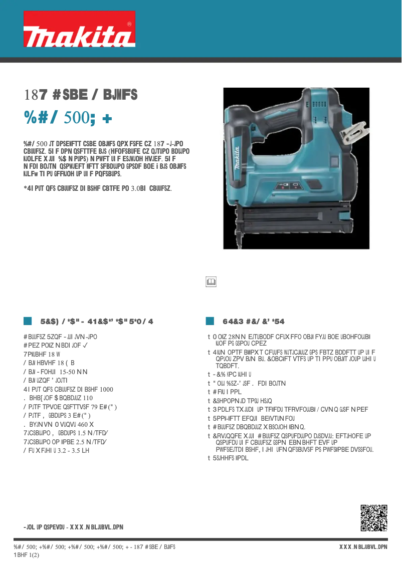 Page n°1 - Fiche technique Makita DBN500