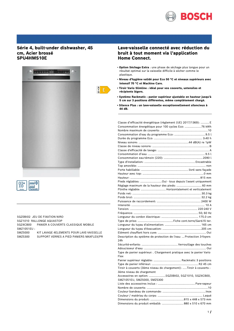 Página 1 del manual Manual de usuario Bosch SPU4HMS10E