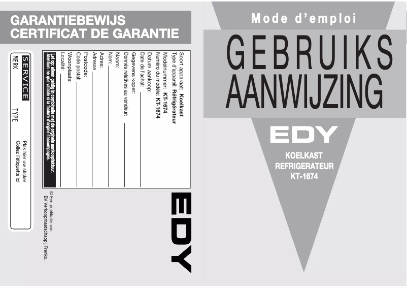Page 1 de la notice Manuel utilisateur Edy KT 1674