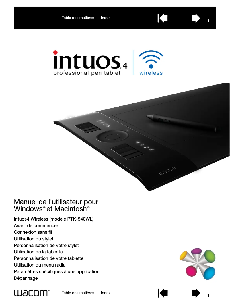 Page 1 de la notice Manuel utilisateur Wacom Intuos4 Wireless