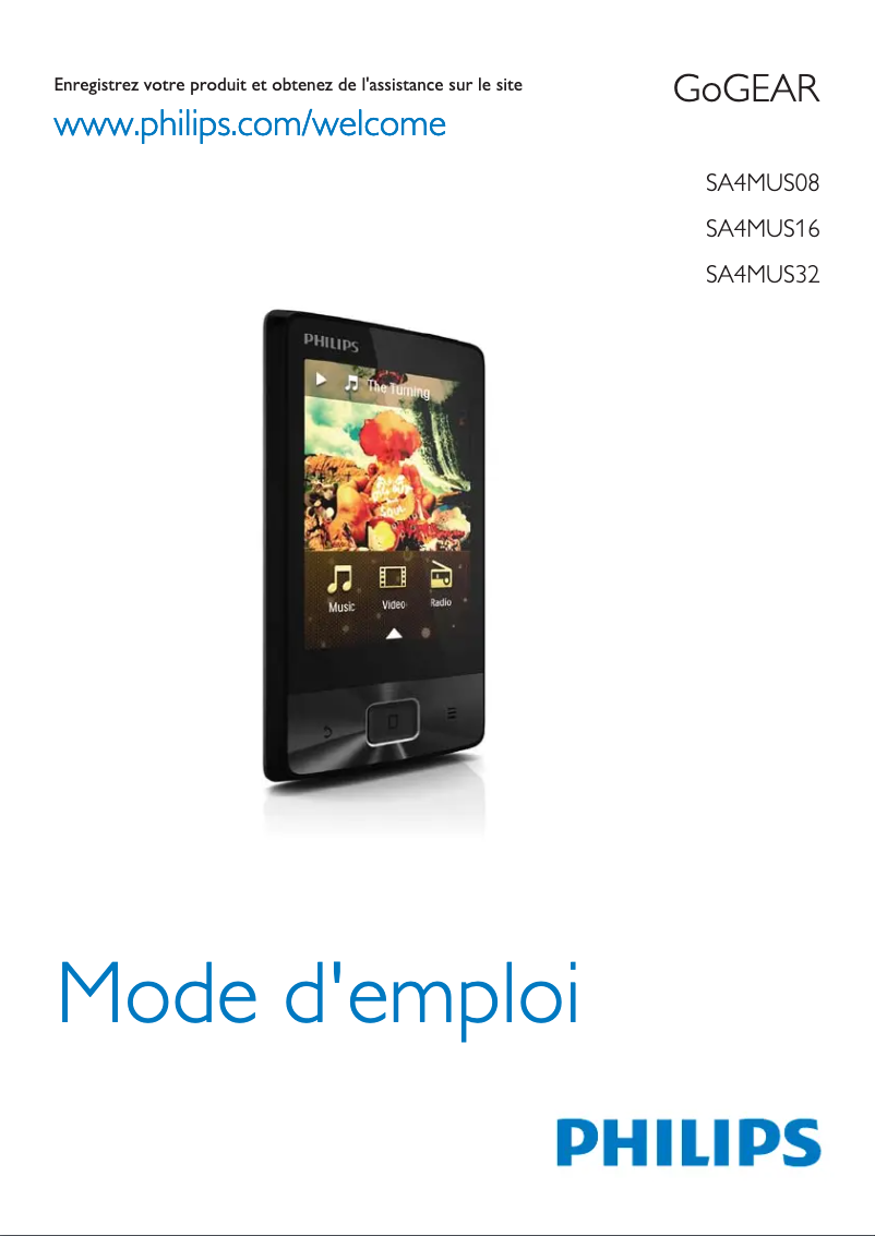 Image de la première page du manuel de l'appareil GoGear SA4MUS16KF
