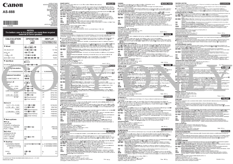 Page 1 de la notice Manuel utilisateur Canon AS-888