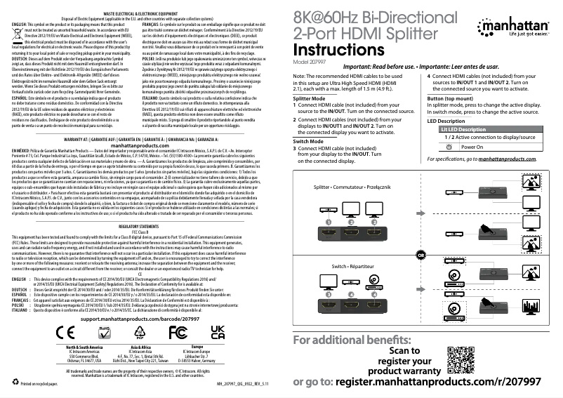 Page 1 de la notice Manuel utilisateur Manhattan 207997