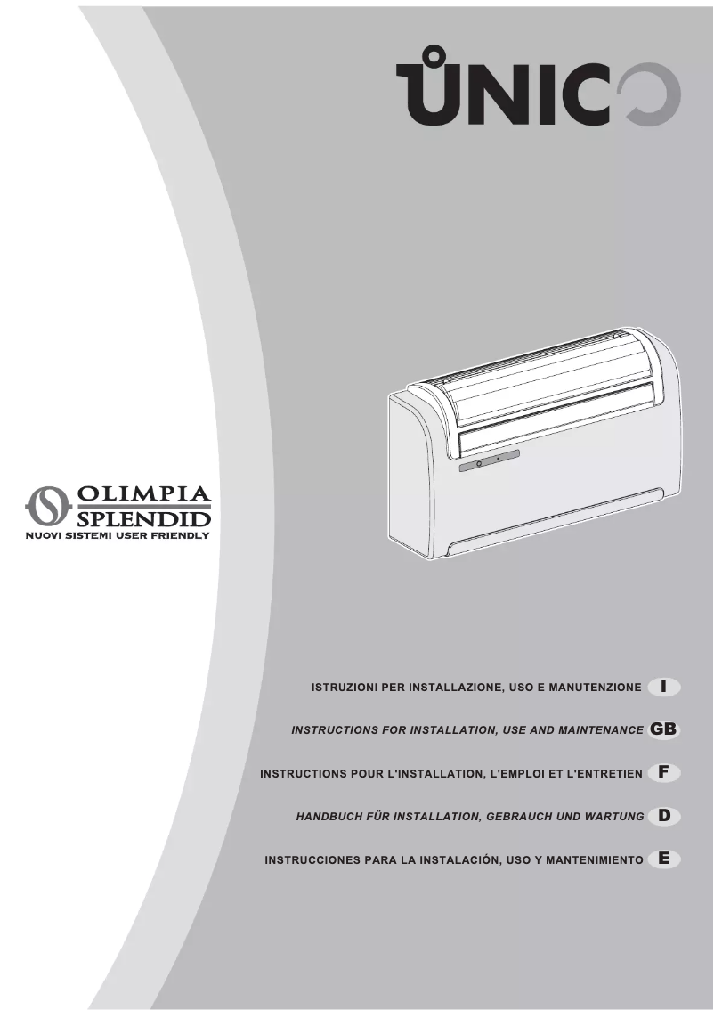 Page 1 de la notice Manuel utilisateur Olimpia Splendid Unico 8.5 HP