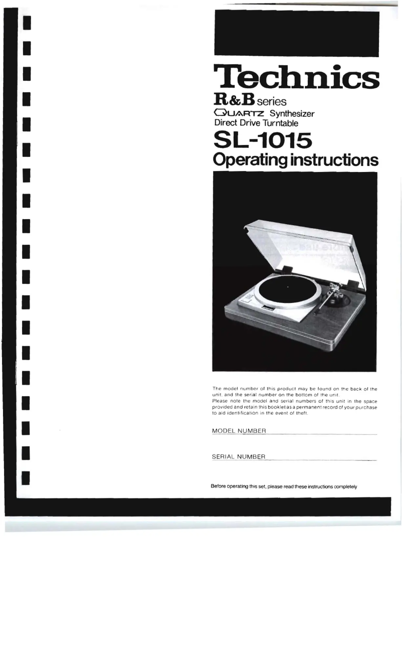 Page 1 de la notice Manuel utilisateur Technics SL-1015
