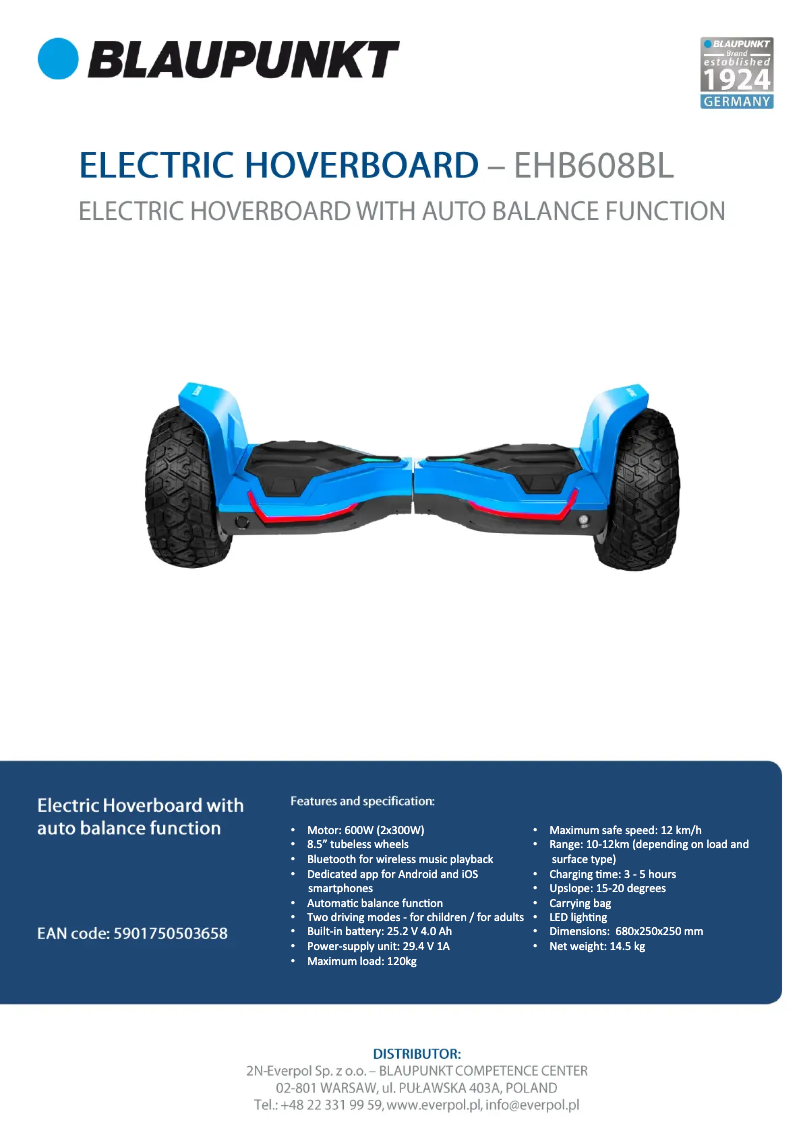 Imagen de la primera página del manual del dispositivo EHB608BL