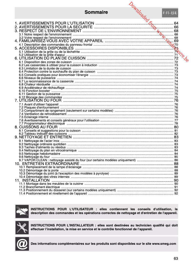 Page 1 de la notice Manuel utilisateur Smeg C6IMX9