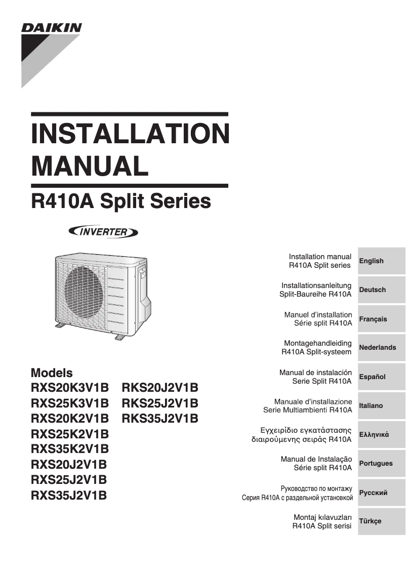 Page 1 de la notice Manuel utilisateur Daikin RXS50J2V1B