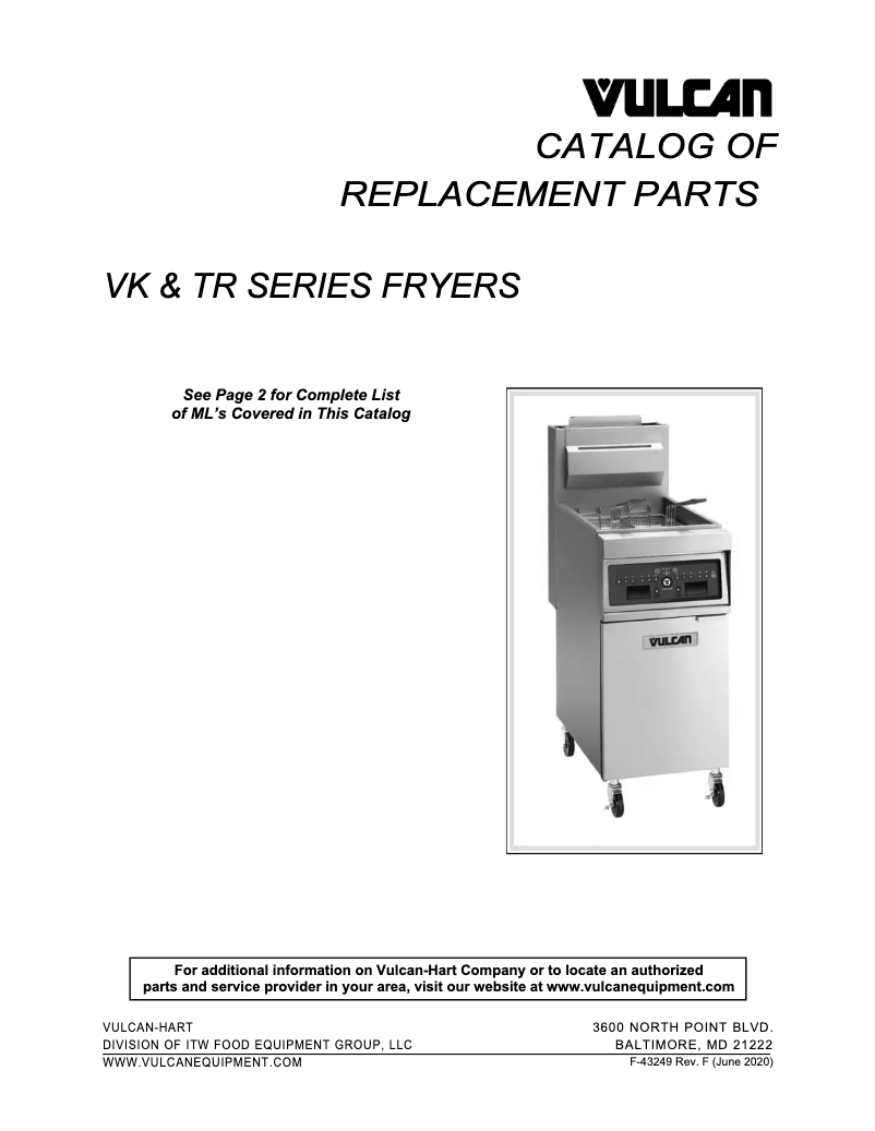 Página 1 del manual Catálogo Vulcan VK85