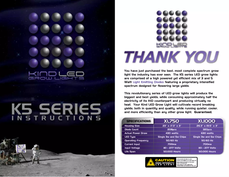 Page n°1 - Manuel utilisateur Kind LED K5 Series XL750