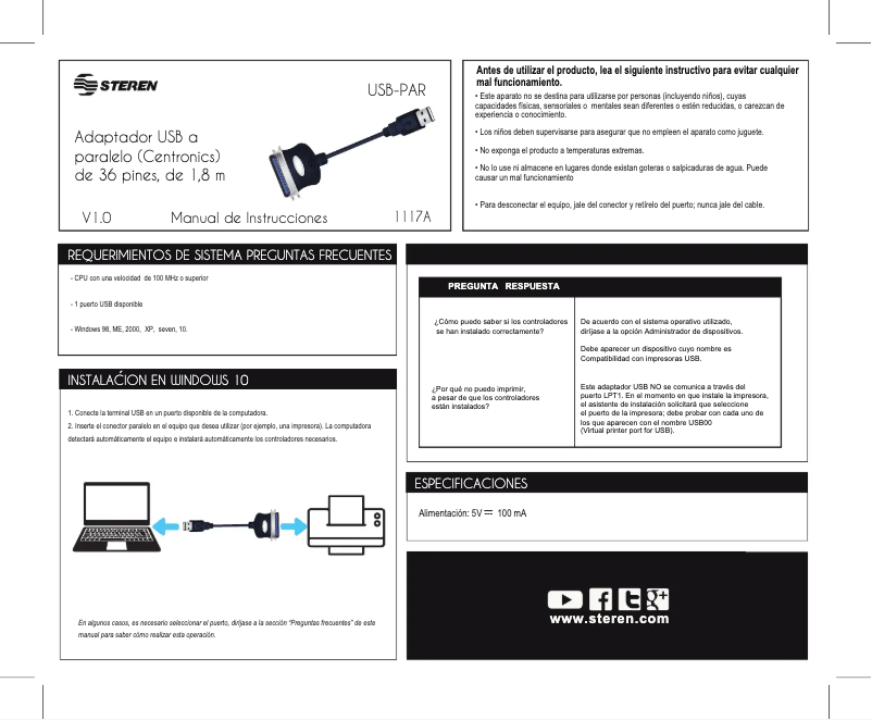 Image de la première page du manuel de l'appareil USB-PAR