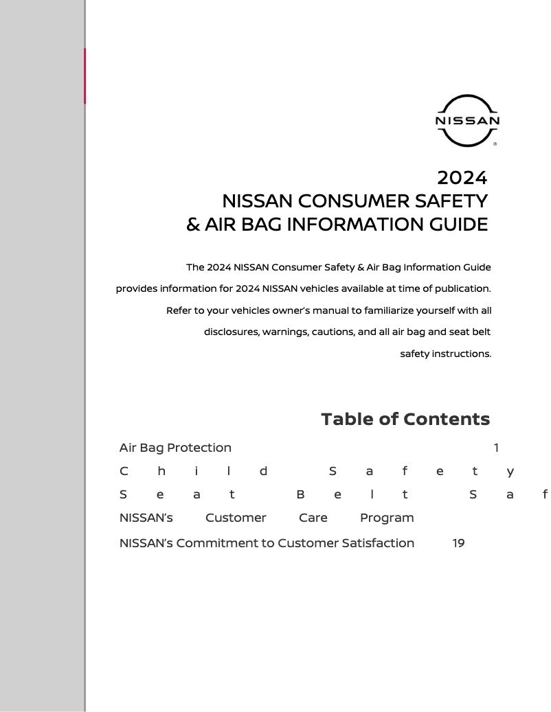 Página 1 del manual Instrucciones de seguridad Nissan Armada (2024)