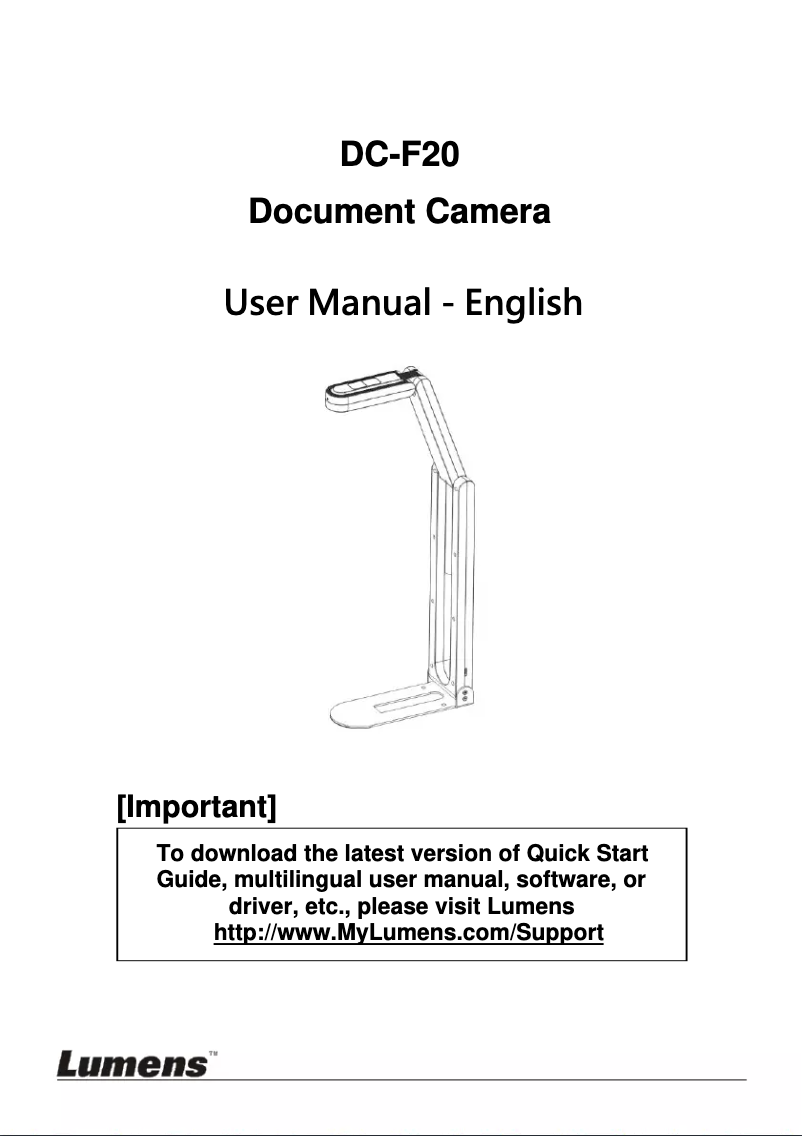 Page 1 de la notice Manuel utilisateur Lumens DC-F20