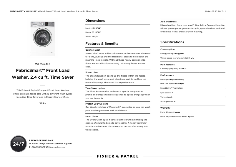 Image de la première page du manuel de l'appareil WH2424F1