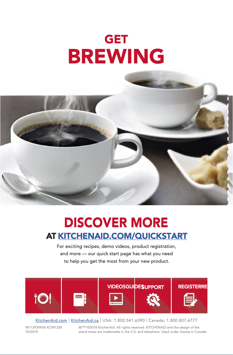 Page n°1 - Guide de démarrage rapide KitchenAid KCM1209