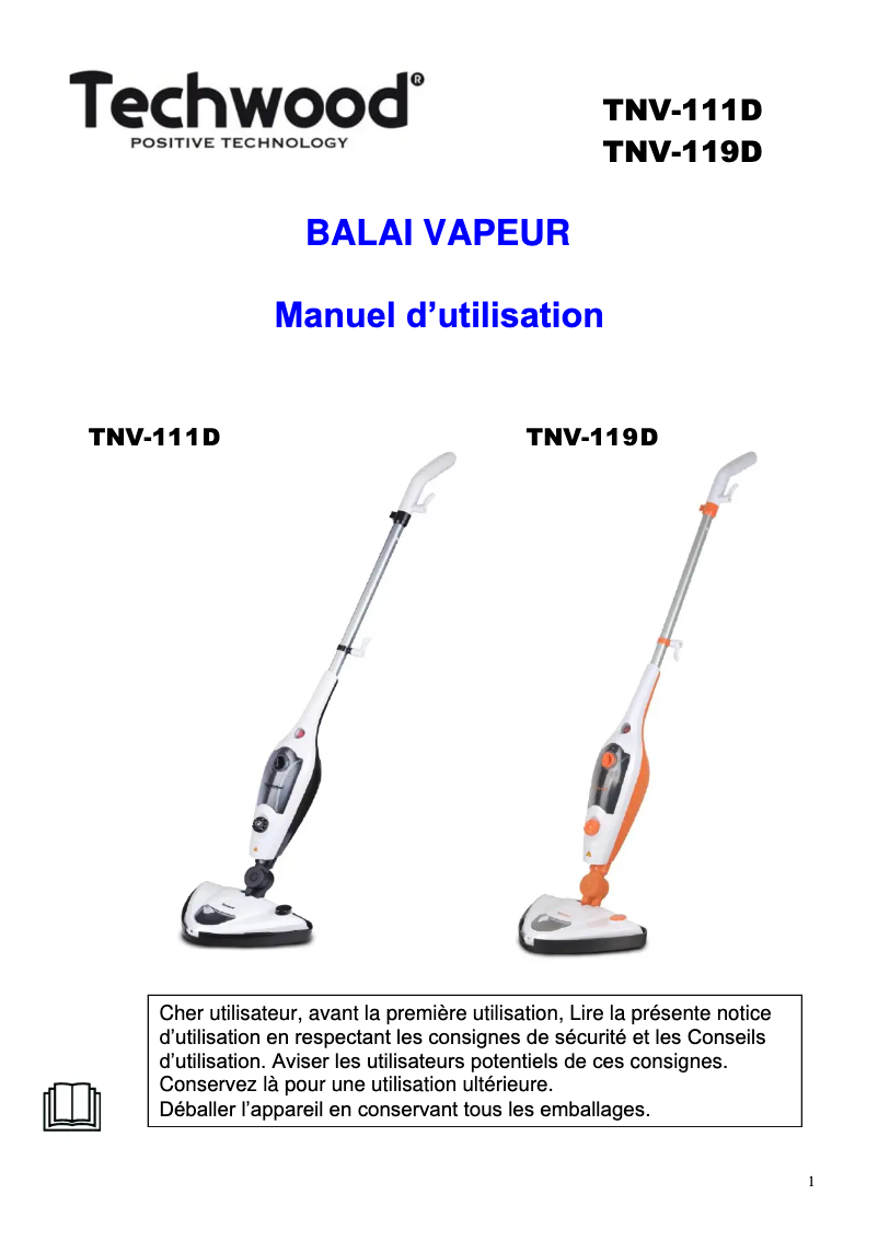 Page 1 de la notice Manuel utilisateur Techwood TNV-119D