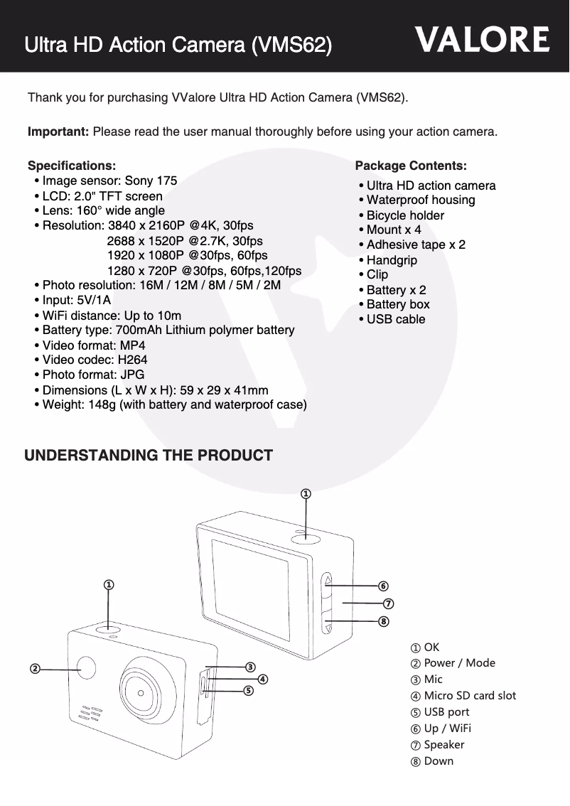 Image de la première page du manuel de l'appareil VMS62