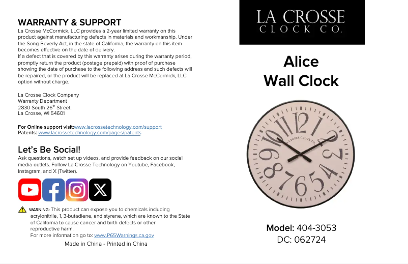 Image de la première page du manuel de l'appareil Alice 404-3053