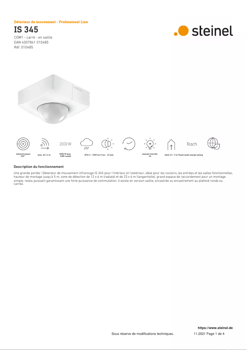 Image de la première page du manuel de l'appareil IS 345 COM1