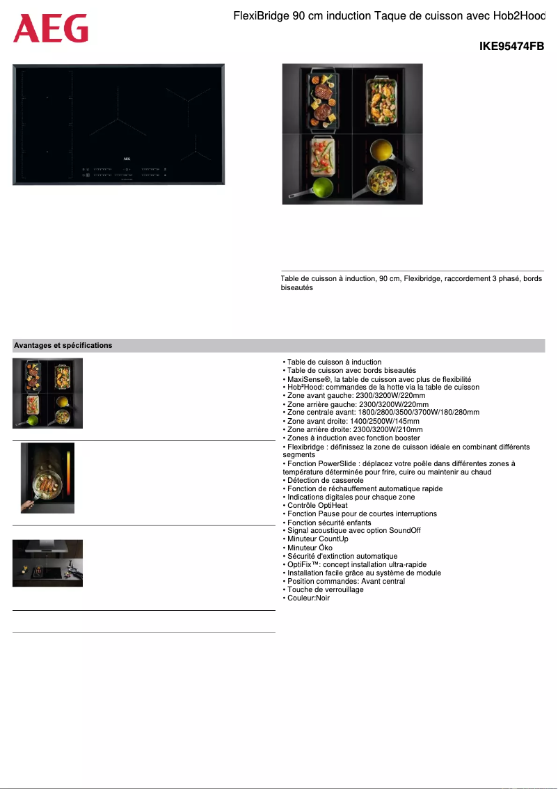 Página 1 del manual Ficha técnica AEG IKE95474FB