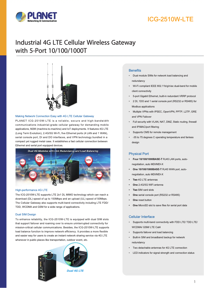 Image de la première page du manuel de l'appareil ICG-2510W-LTE