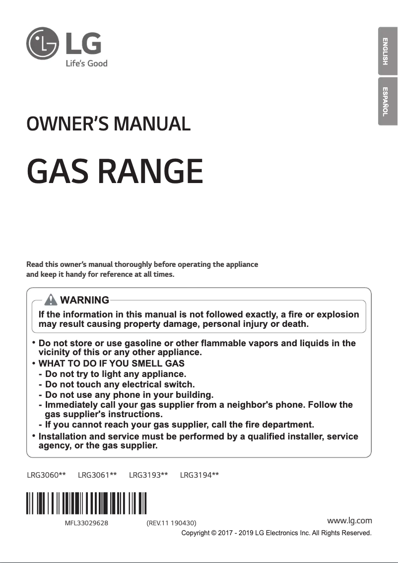 Image de la première page du manuel de l'appareil LRG3061ST