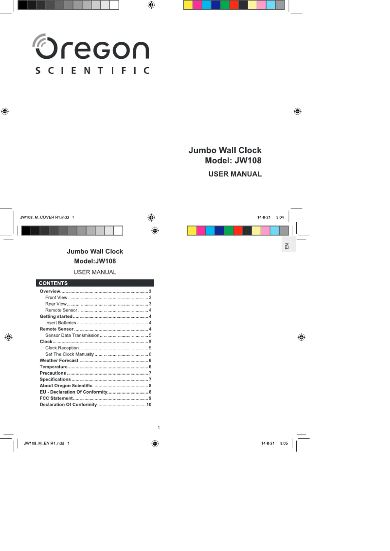 Image de la première page du manuel de l'appareil JW108