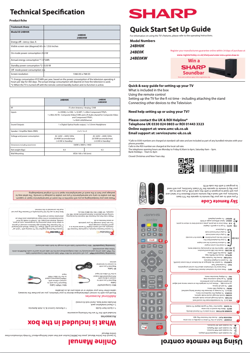 Page 1 de la notice Guide de démarrage rapide Sharp 24BE0KR