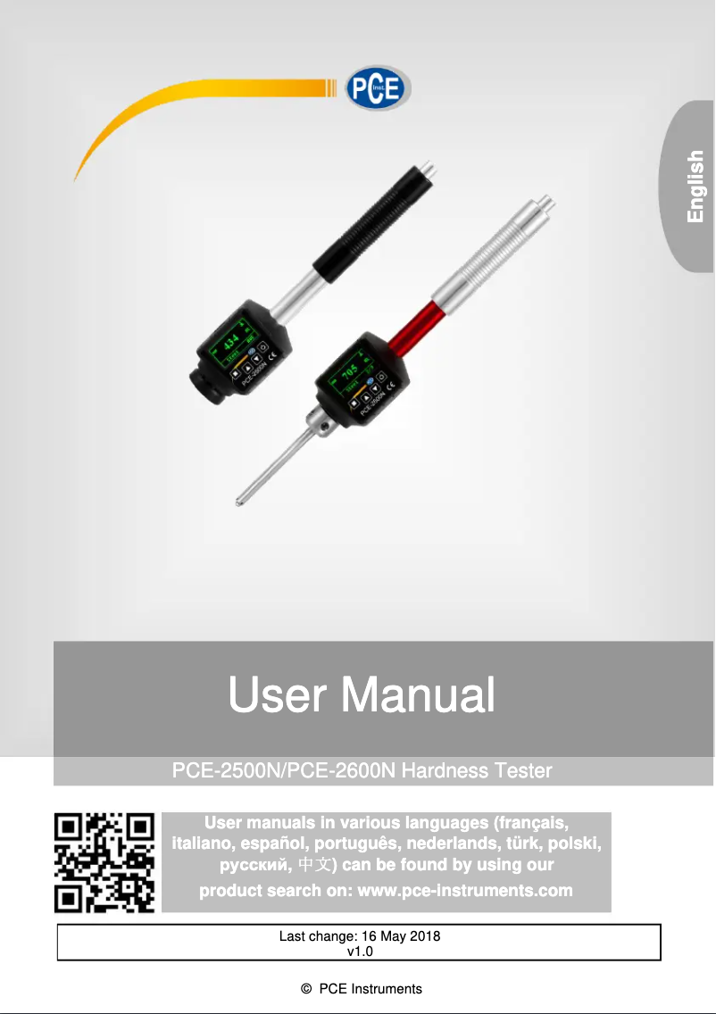 Página 1 del manual Manual de usuario PCE Instruments PCE-2500N