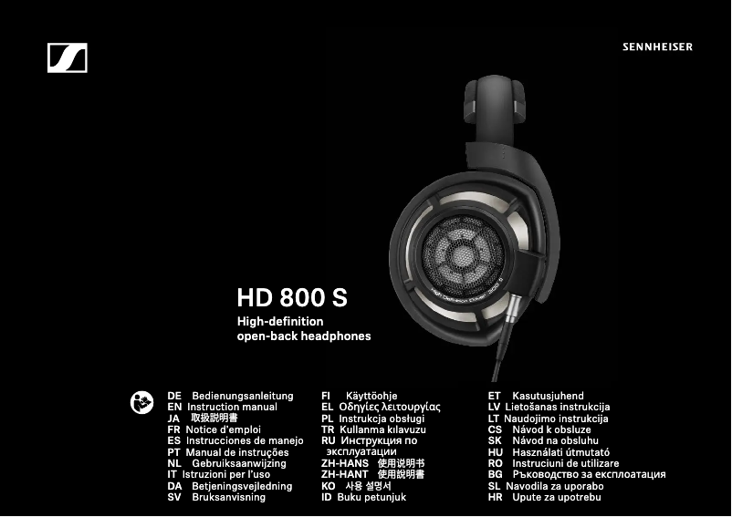 Page 1 de la notice Manuel utilisateur Sennheiser HD 800