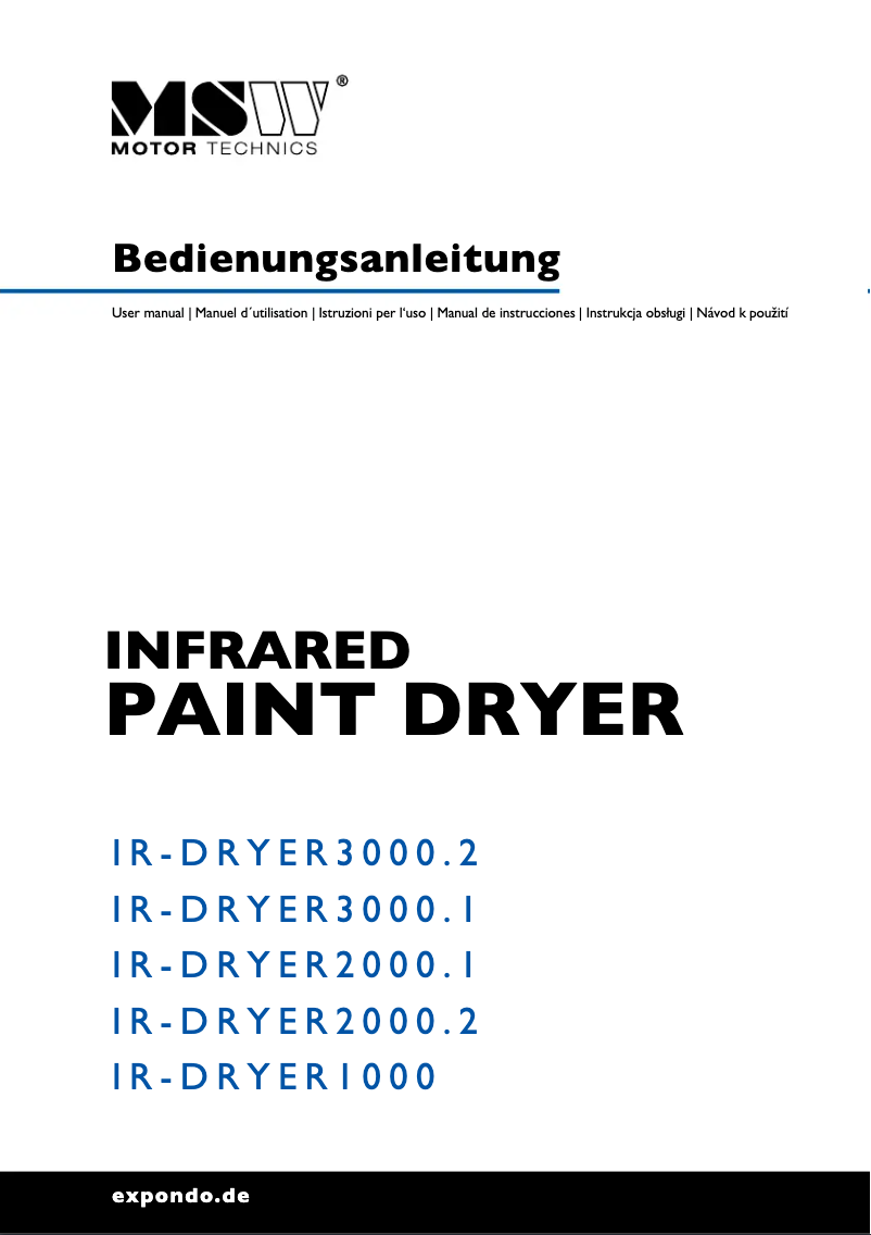 Page n°1 - Manuel utilisateur MSW IR-DRYER3000.1