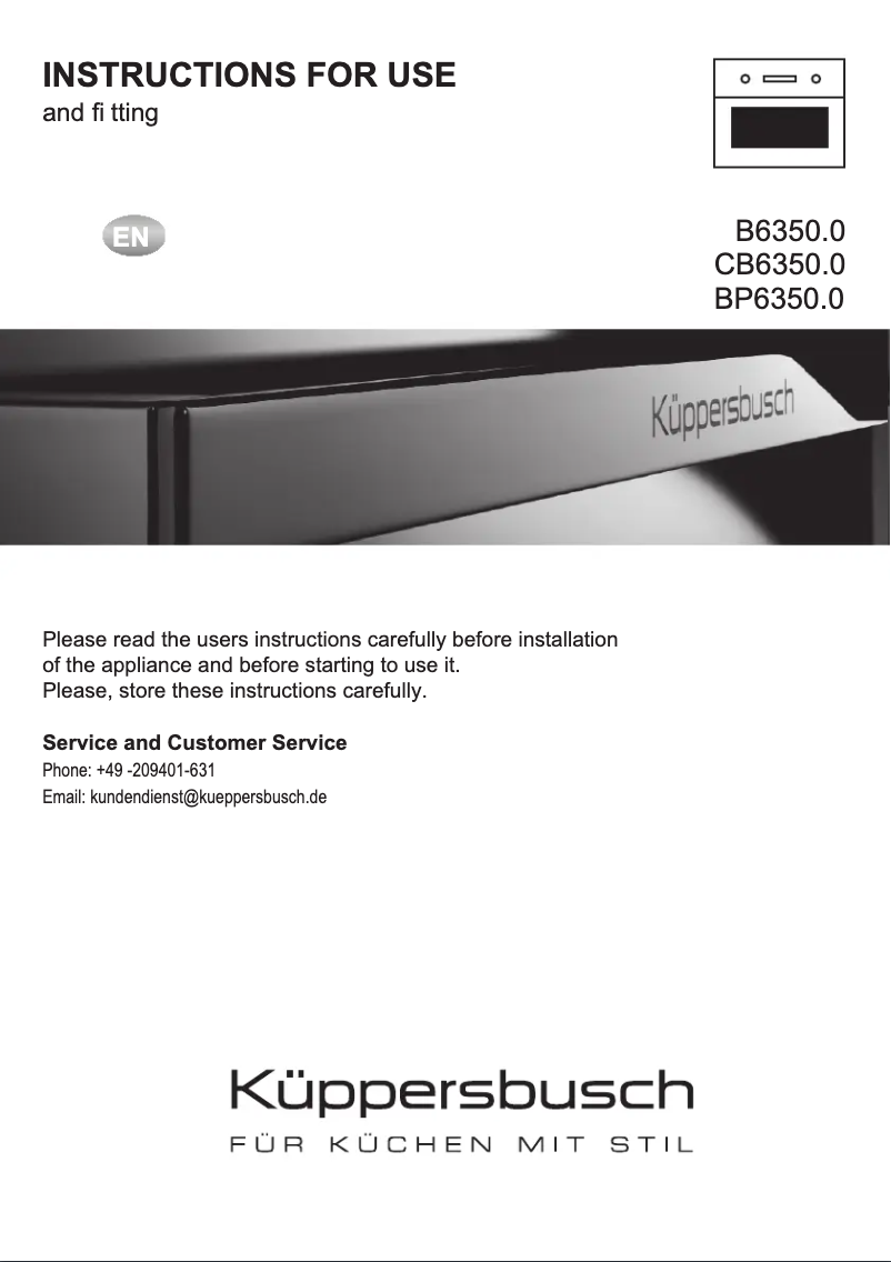 Page 1 de la notice Manuel utilisateur Küppersbusch B6350.0S