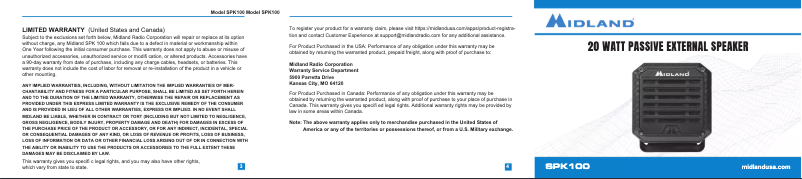 Page 1 de la notice Manuel utilisateur Midland Slimline SPK200