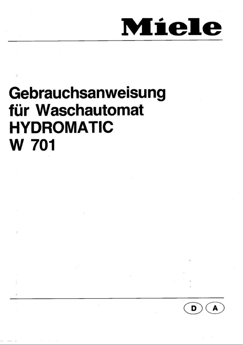 Page 1 of the manual User Manual Miele Hydromatic W 701