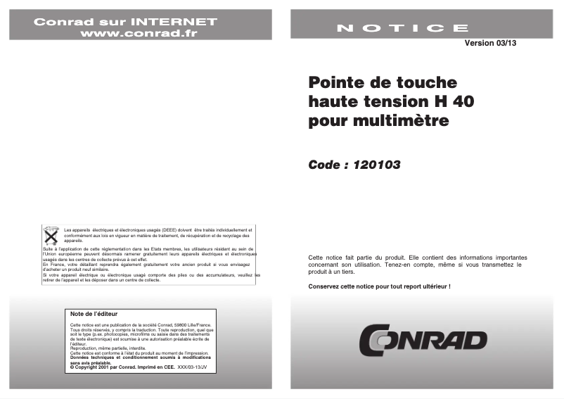 Image de la première page du manuel de l'appareil HVP-40